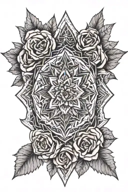 Background Kaleidoscope With Thorns And Roses