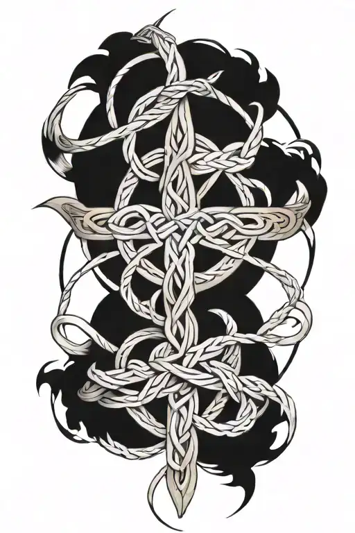 Celtic Inspired Sleeve Tattoo Featuring Knots Ropes Symbol