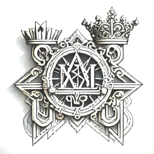 Roman Numeral 5 V With A Crown Hanging