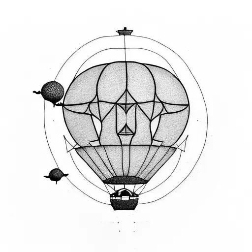 A Minimalist Tattoo Of A Hot Air Balloon And A Lighthouse