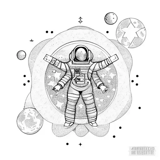 Astronaut Meditating With Planets