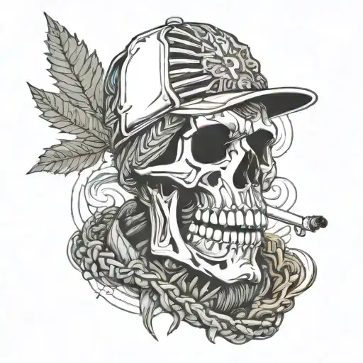 Skeleton With Beanie Jacket And Cargo Pants Smoking Weed