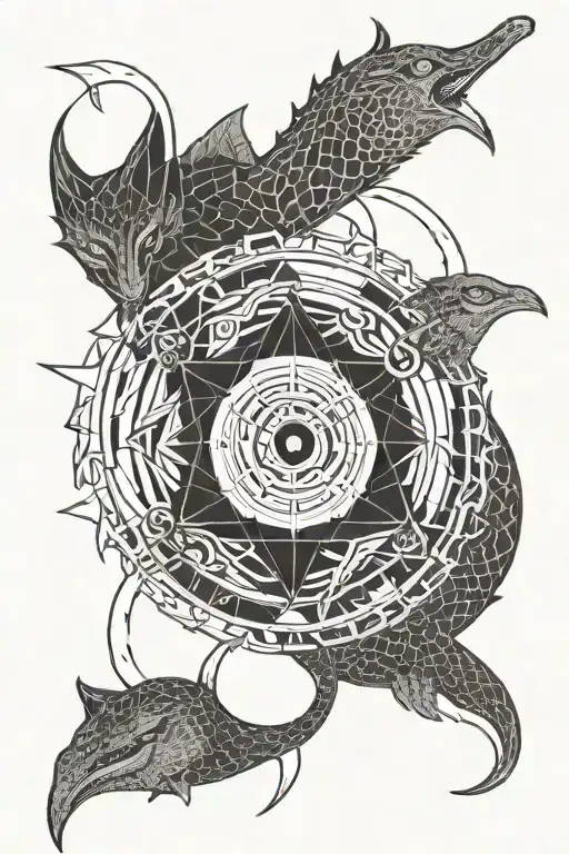 An Ouroboros With A Magic Circle In It