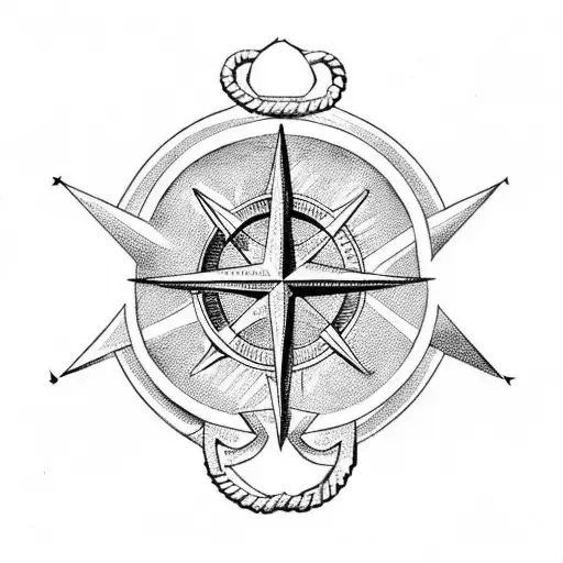 Anchor With Compass And Chain