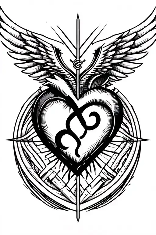 Heart With Phoniex Wings Crowned By A Broken Infinity Symbol And A Semicolon Lining The Heart