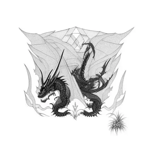 Two Black And Red Dragons