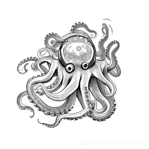 An Octopus Fighting A Astronaut