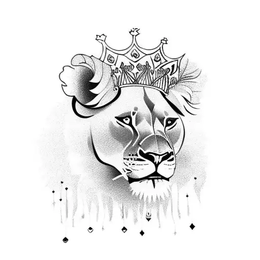 Lioness Crown Queen With Flowers Tribal
