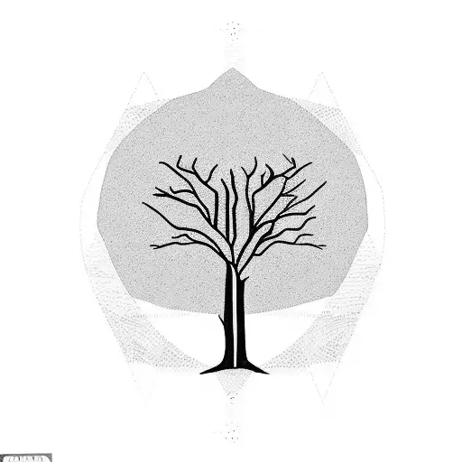 Stoicism Symbolized Through A Minimalist Illustration Of A Strong And Resilient Tree