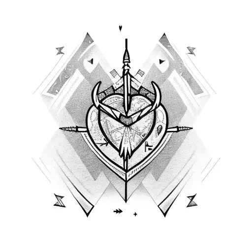 Heart With Arrow Of The Sagittarius Sign And Green Eyes