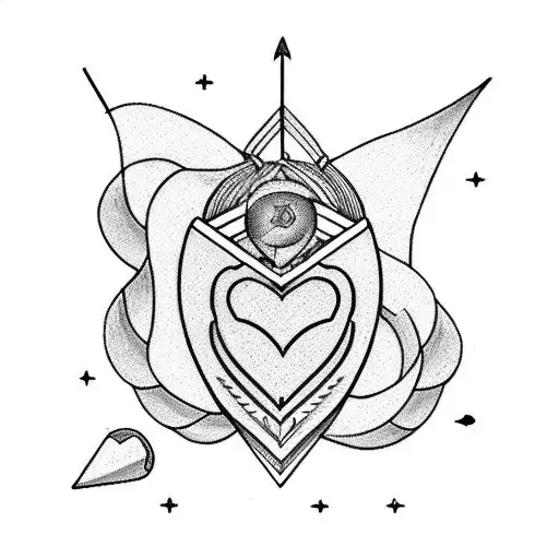 Heart With Arrow Of The Sagittarius Sign And Green Eyes