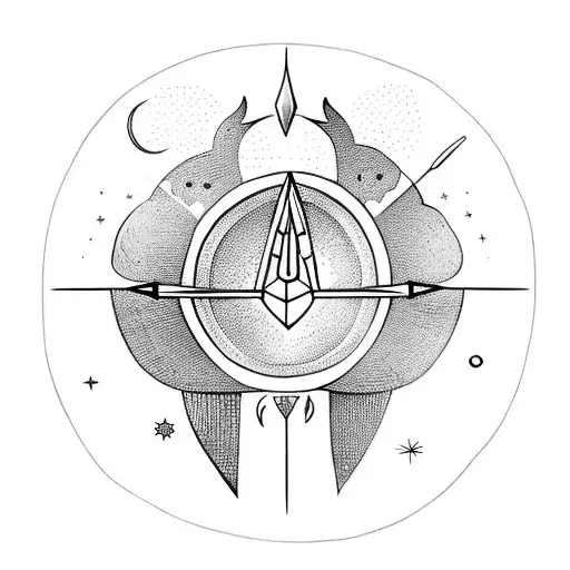 Love Heart With Sagittarius Zodiac Sign Arrow And Human Green Eyes