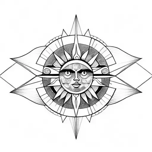 Geometric Sun With Face Echoes
