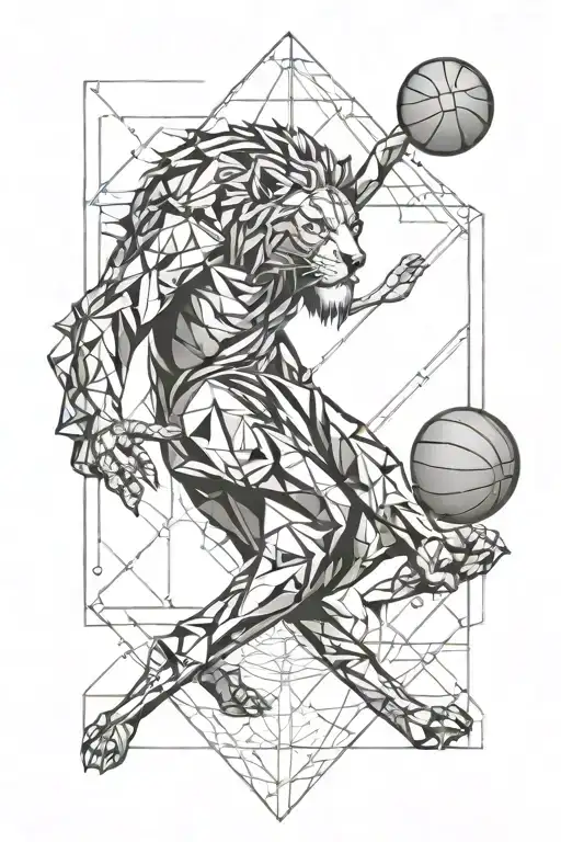 Basketball And Zodiac Sign Leo Symbols Intertwined