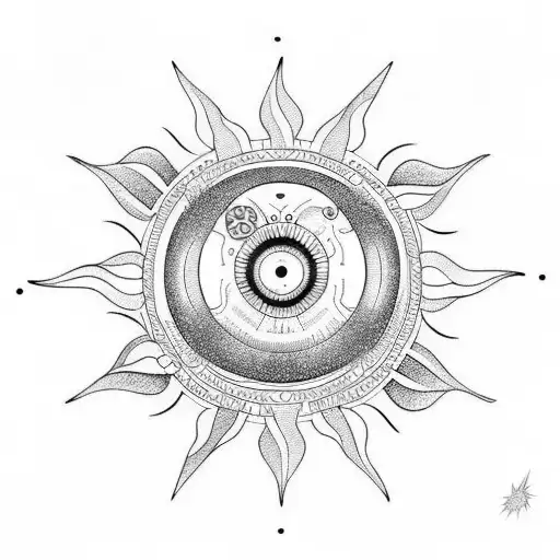 Geometric Sun With Giant Eye