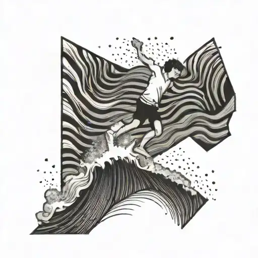 A Boy Cliff Jumping Into Water Waves