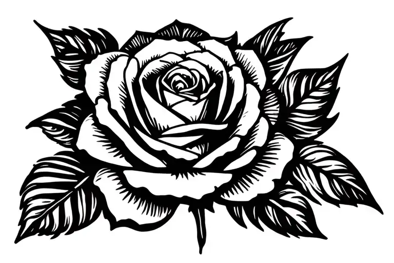 Tribal Rose With Stem Wrapped