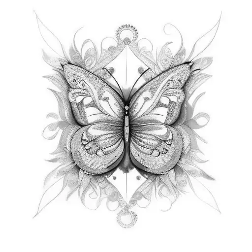 Colorfull Royal Butterfly Combined With Peacock Feathers