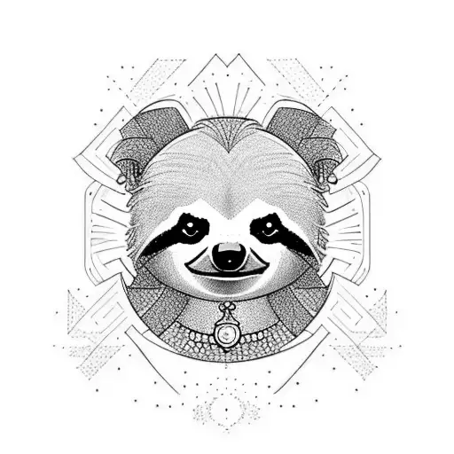 Cartoon Sloth Holding Red Diamonds And Cherries