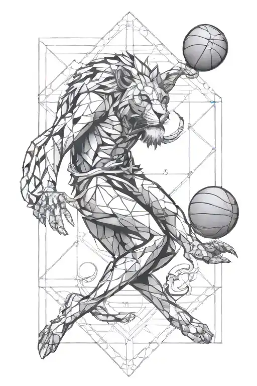Basketball And Zodiac Sign Leo Symbols Intertwined