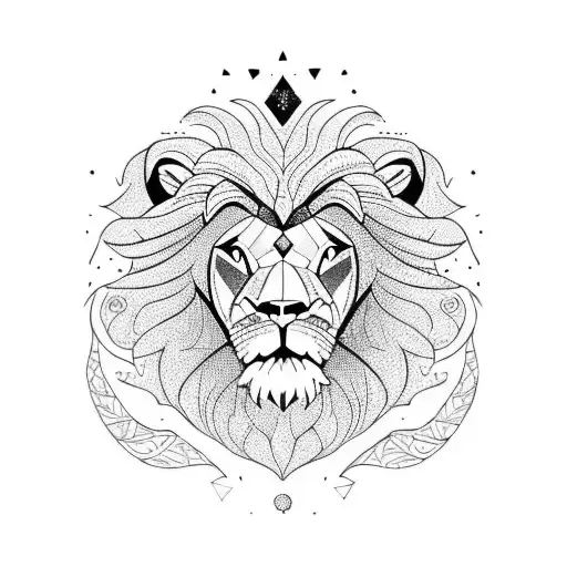 Lion Head With Creeper And Flowers And Space Background