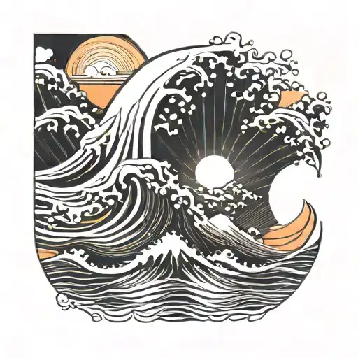 Water Waves And Sunset