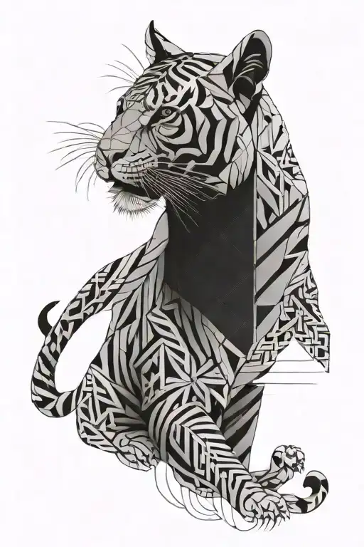 Tiger With Rabbit Looking