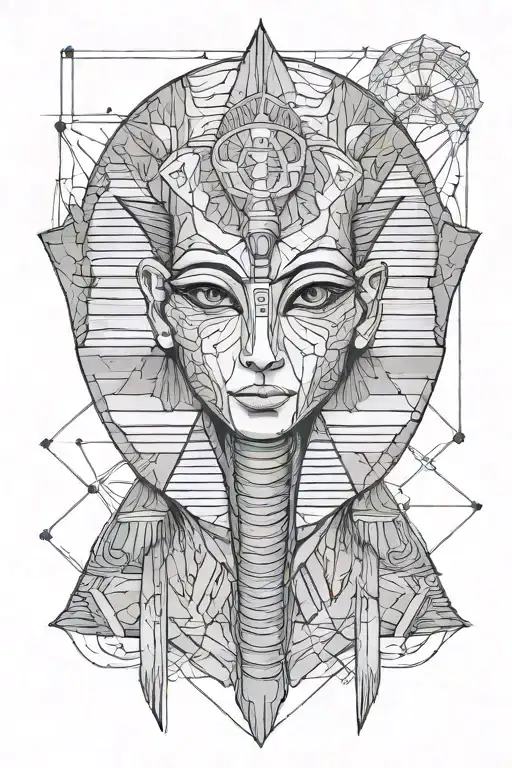 Egyptian Grey Alien Made Of Sacred Geometry Lines With