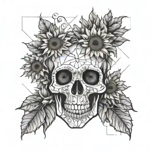 Skull With Sunflowers For Boys