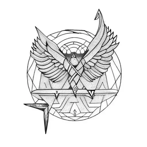 Golden Ratio With Dagger And Wings And Lightning