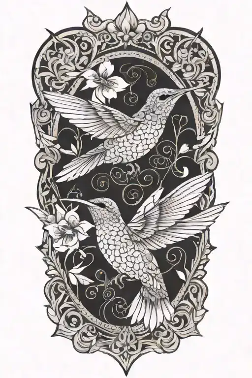 Mandala Design Incorporating Hummingbird Hovering