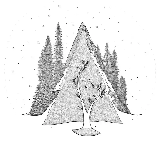 Trees Mountain Winter Hiker