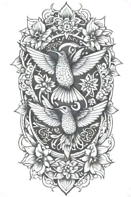 Mandala Design Incorporating Hummingbird Hovering