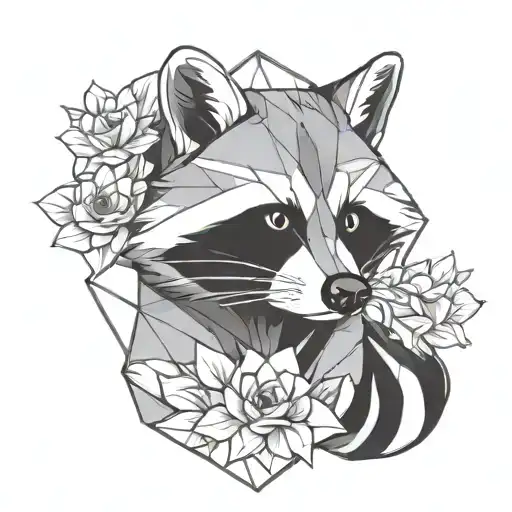 Raccoon With Flowers