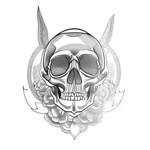 A Tattoo Of A Skull Wearing A Motorcycle Helmet Surrounded By Mandala Designs