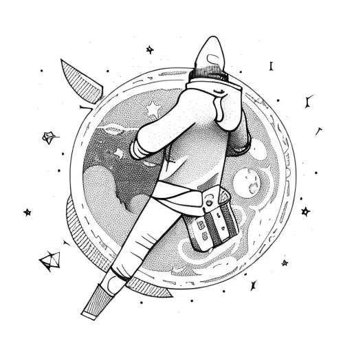 Man In Hoodie Laying On The Moon