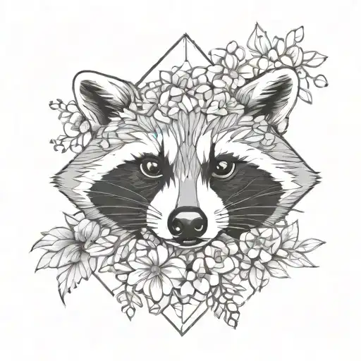 Raccoon With Flowers