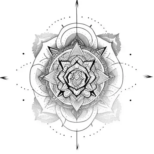 Black Lotus And Mountains With Compass