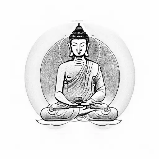 Meditating Buddha With A Halo Of Lotus Flowers