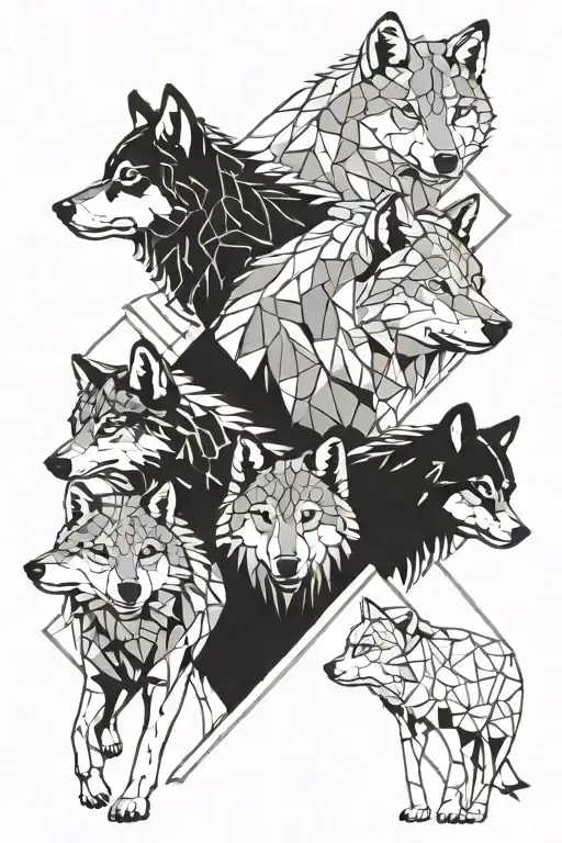 Wolf Pack 2Mum Dad And 2 Cubs