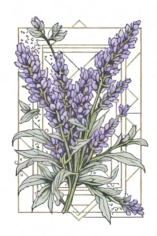 Lavender Plant Growing Out Of A Rectangle Frame