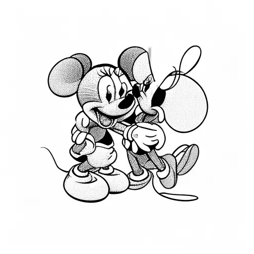 Simple Minnie Mouse Heart Shaped Black And White