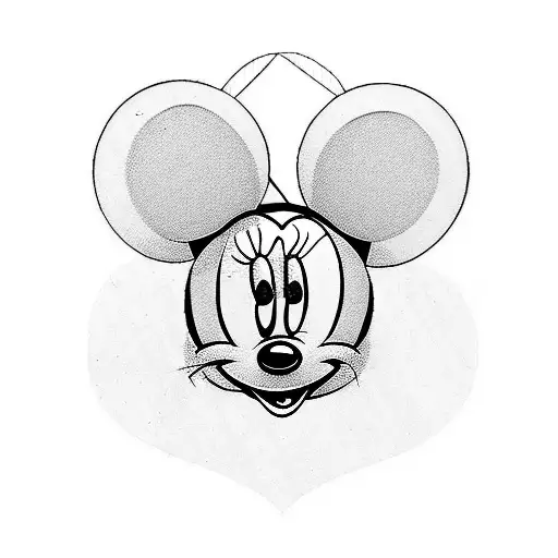 Simple Minnie Mouse Heart Shaped Black And White Just The Head