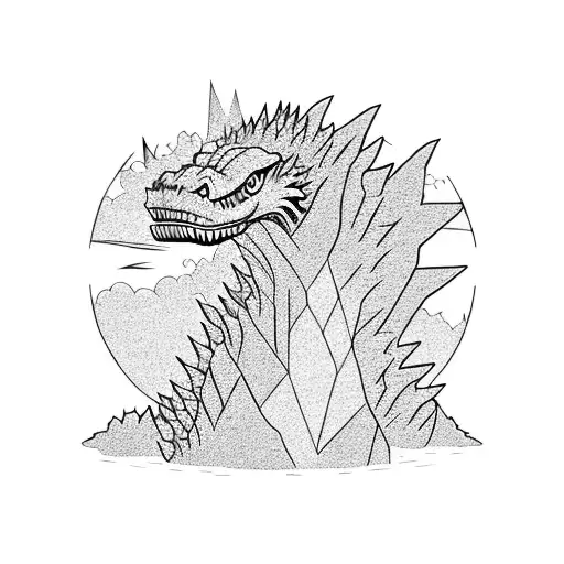 Godzilla In A Toyota Yaris With His Head Out The Window Happy