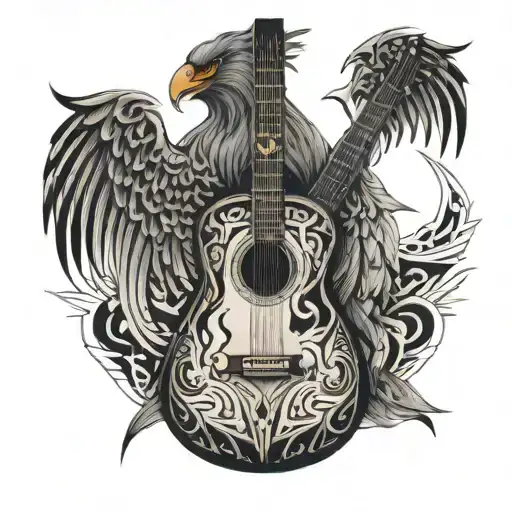 Guitar With Pheonix Wings