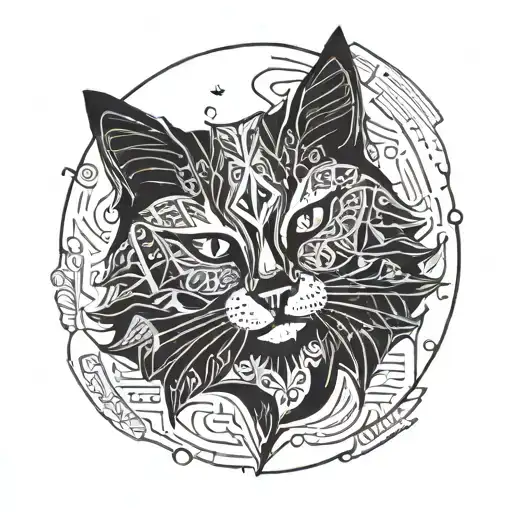 Fluffy Cat In Scandinavian Style