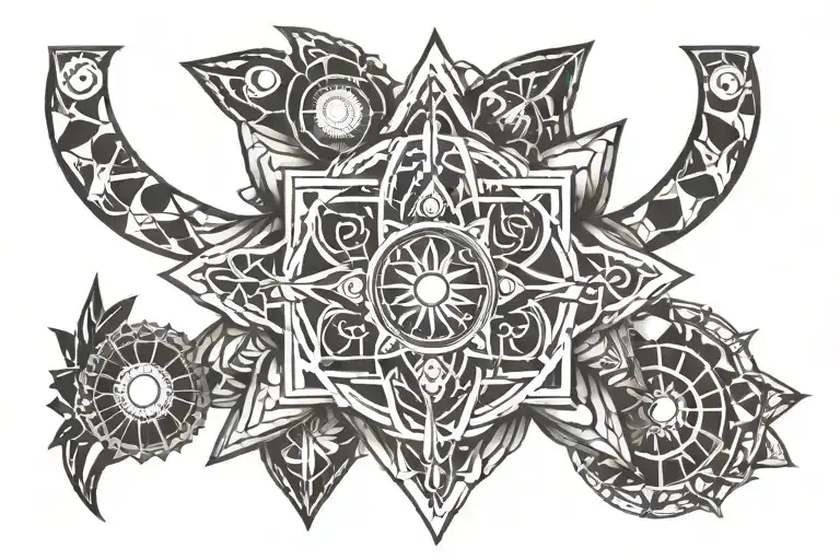 Trishul With 7 Chakras Represented Along A Line