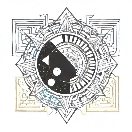 Music Vinyl Surrounded With Psychedelic Geometry Sun And Moon