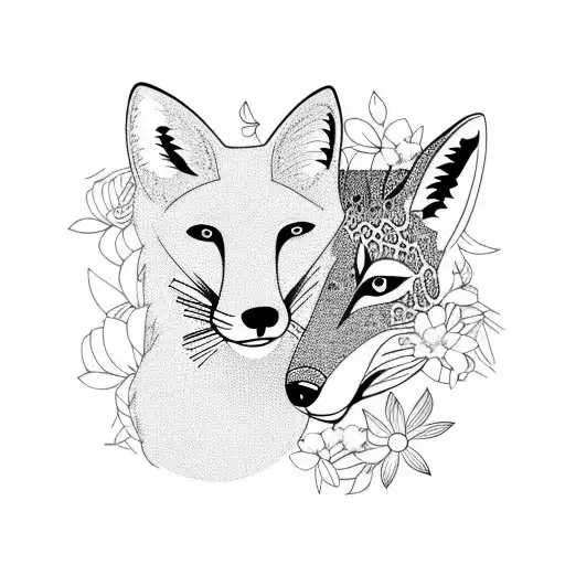 A Fox And Leopard With Flowers