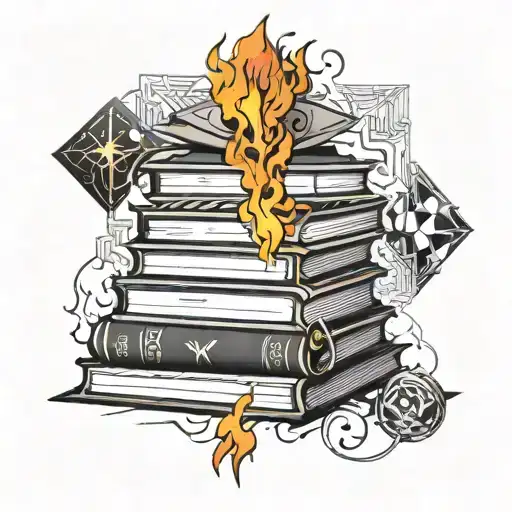 Book Stack On Fire Key Buttons Nightingale Kite